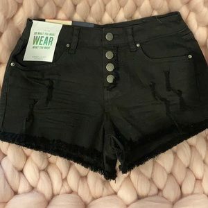 Shorts Black Denim distress button fly 1/25 new